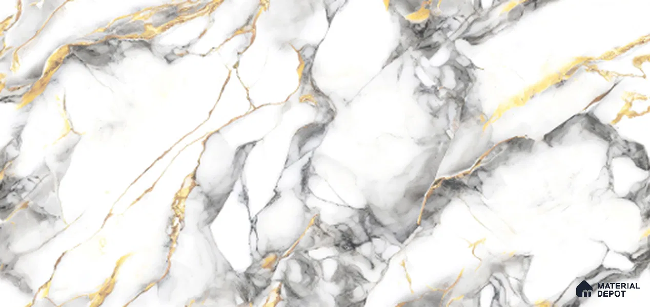 Marble Look Wall & Floor Tile TL 10004 El Sp-9019 4 ft x 2 ft Vitrified Glossy Finish Tile - 9 mm | Suitable for Living Room, Bedroom, Bathroom & Kitchen