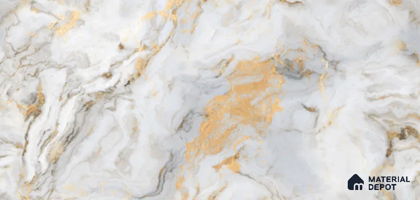 Marble Look Wall & Floor Tile TL 10001 El Dorate White 4 ft x 2 ft Vitrified Glossy Finish Tile - 9 mm | Suitable for Living Room, Bedroom, Bathroom & Kitchen