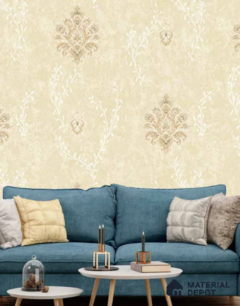 210329 | 10 Meter x 21 Inches Damask Look Wallpaper - 57.41 Sq. Ft. | Minimum 15% wastage during installation