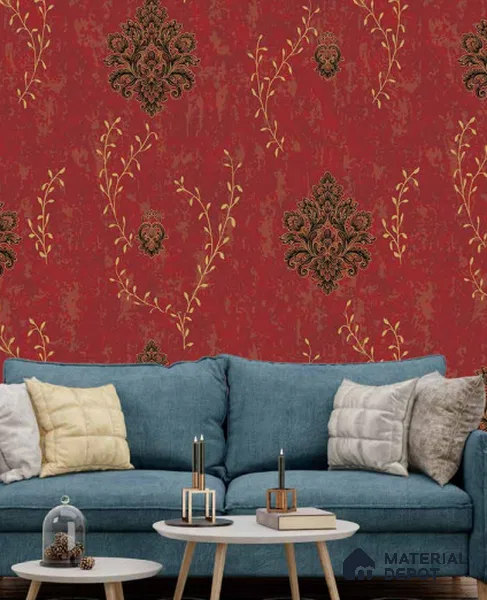 210330 | 10 Meter x 21 Inches Damask Look Wallpaper - 57.41 Sq. Ft. | Minimum 15% wastage during installation