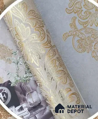 228121 | 10 Meter x 21 Inches Damask Look Wallpaper - 57.41 Sq. Ft. | Minimum 15% wastage during installation