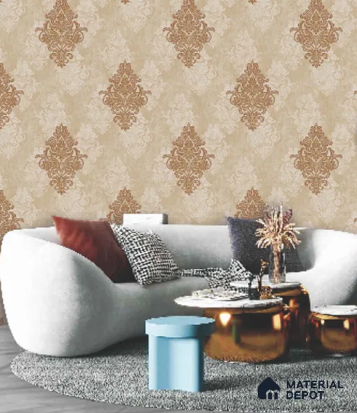 228121 | 10 Meter x 21 Inches Damask Look Wallpaper - 57.41 Sq. Ft. | Minimum 15% wastage during installation
