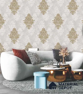 228123 | 10 Meter x 21 Inches Damask Look Wallpaper - 57.41 Sq. Ft. | Minimum 15% wastage during installation