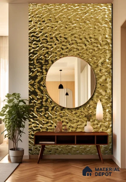 Gold Metallic Look LM 11626 8 ft x 4 ft Glossy Finish Decorative Laminate - 0.7 mm | Suitable for TV Unit, Wardrobe, Kitchen Cabinets