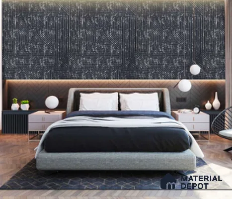 Black Embossed Look Decorative Wall Panel PN 03167 8 ft x 4 ft - 1.5 mm | Suitable for Feature Wall, TV Unit & Living Room | Width is Subjected to 5% Variation