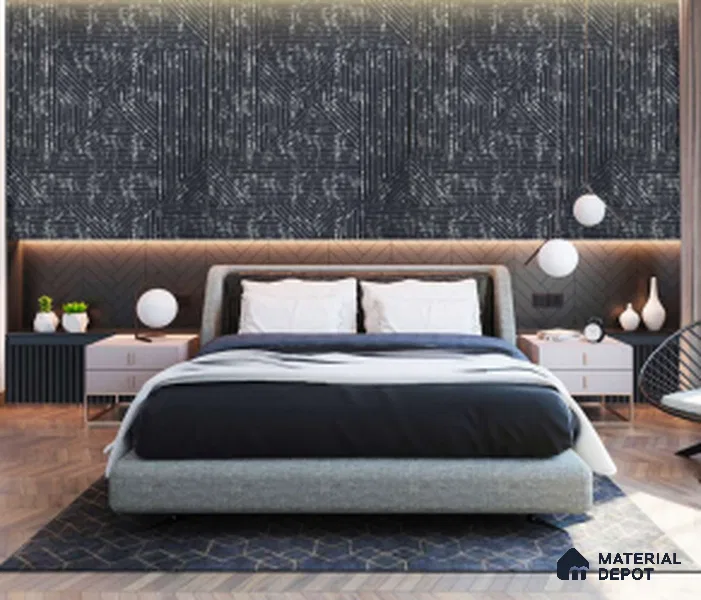 Black Embossed Look Decorative Wall Panel PN 03167 8 ft x 4 ft - 1.5 mm | Suitable for Feature Wall, TV Unit & Living Room | Width is Subjected to 5% Variation