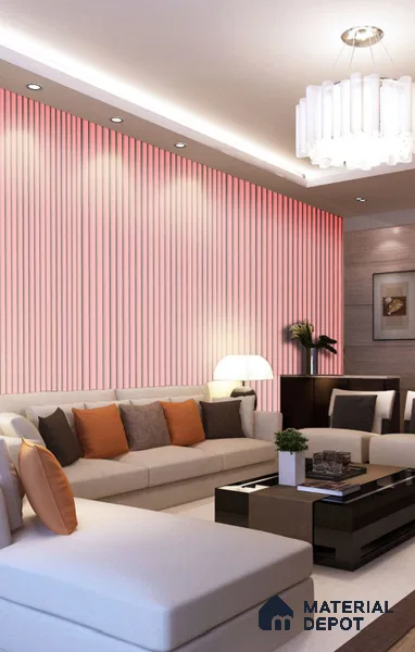 Red Plain Colour Louver 457 STER (457) 8 ft x 4 ft MDF Panel - 8 mm | Suitable for Feature Wall, TV Unit & Living Room | Width is Subjected to 5% Variation