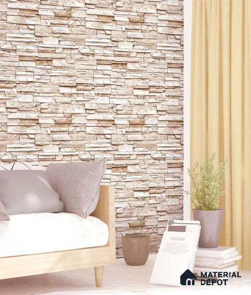 SF16-2 | 10 Meter x 21 Inches Stone Look Wallpaper - 57.41 Sq. Ft. | Minimum 15% wastage during installation