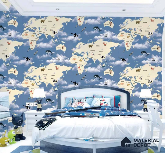 KD4070-3 | 10 Meter x 21 Inches Map Look Wallpaper - 57.41 Sq. Ft. | Minimum 15% wastage during installation