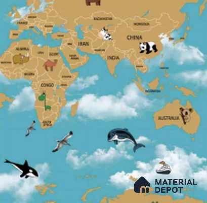 KD4070-4 | 10 Meter x 21 Inches Map Look Wallpaper - 57.41 Sq. Ft. | Minimum 15% wastage during installation