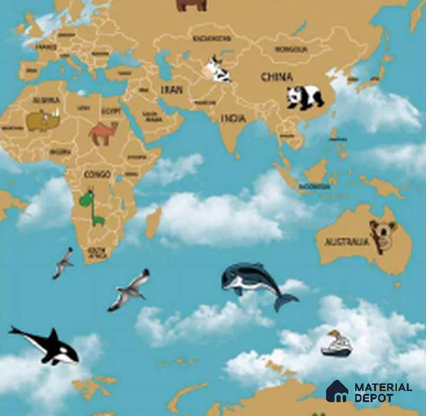 KD4070-4 | 10 Meter x 21 Inches Map Look Wallpaper - 57.41 Sq. Ft. | Minimum 15% wastage during installation