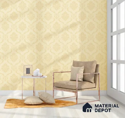 555149 | 10 Meter x 21 Inches Damask Look Wallpaper - 57.41 Sq. Ft. | Minimum 15% wastage during installation