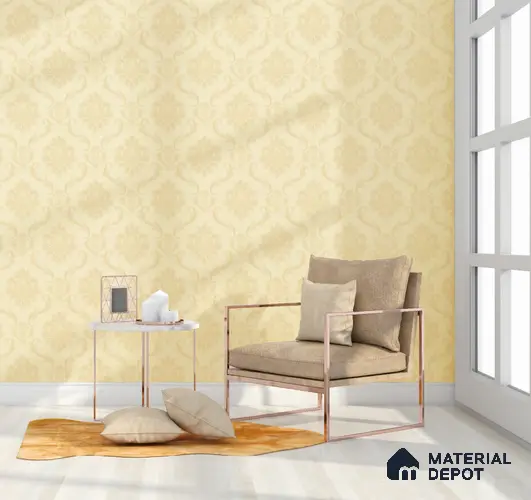 555149 | 10 Meter x 21 Inches Damask Look Wallpaper - 57.41 Sq. Ft. | Minimum 15% wastage during installation