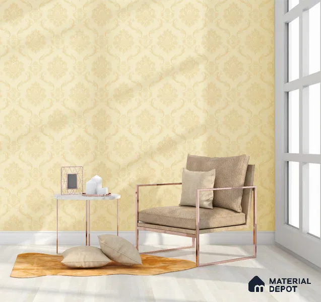 555149 | 10 Meter x 21 Inches Damask Look Wallpaper - 57.41 Sq. Ft. | Minimum 15% wastage during installation