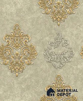 1142 | 10 Meter x 21 Inches Damask Look Wallpaper - 57.37 Sq. Ft. | Minimum 15% wastage during installation