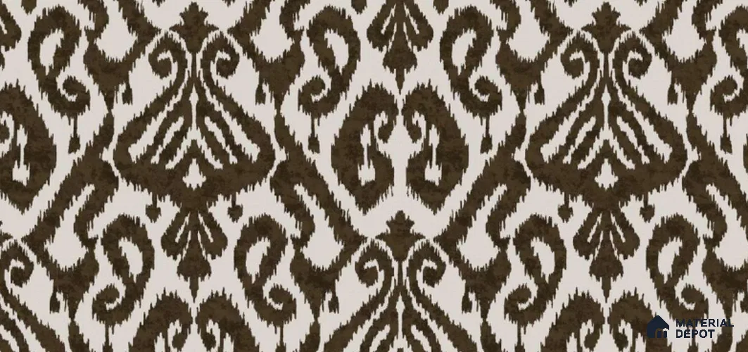209-3 | Brown & Off-White Ikat Damask Patterned Wallpaper - 10 Meter x 21 Inches, 57.05 Sq. Ft. (Min. 15% Wastage)