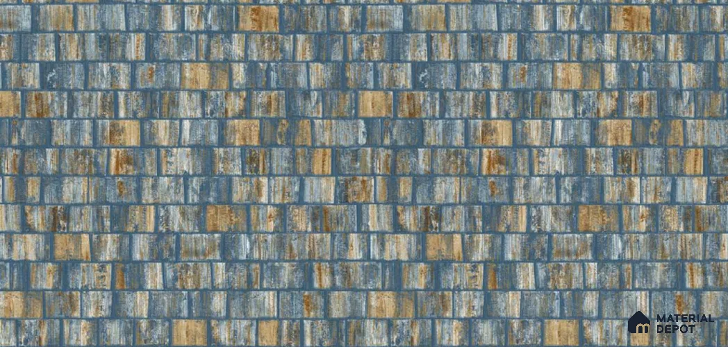 210-5 | Teal & Gold Stacked Brick Patterned Wallpaper - 10 Meter x 21 Inches, 57.05 Sq. Ft. (Min. 15% Wastage)