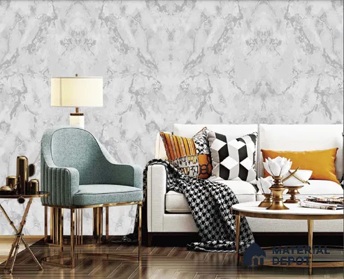 217063 | 10 Meter x 21 Inches Marble Look Wallpaper - 57.37 Sq. Ft. | Minimum 10% wastage during installation