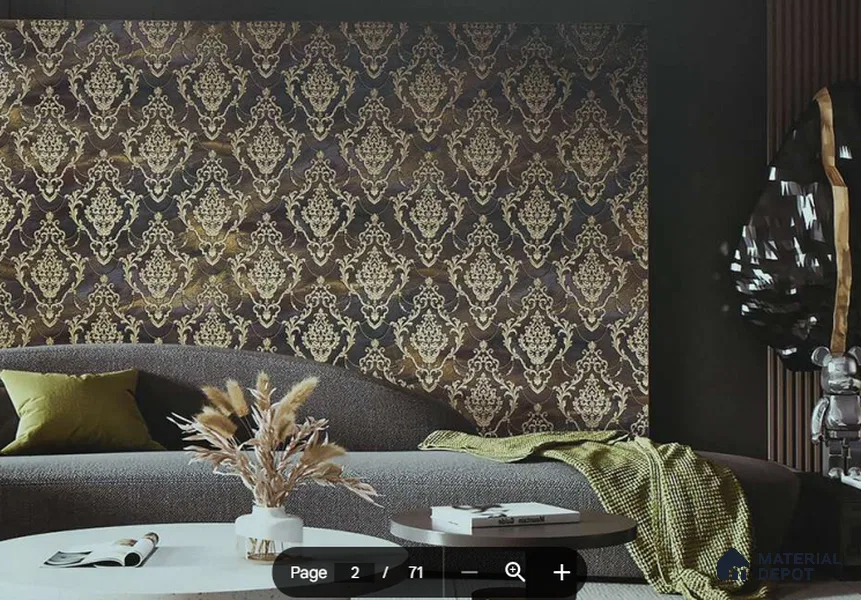 88006 | 5 Meter x 42 Inches Damask Look Wallpaper - 57.41 Sq. Ft. | Minimum 15% wastage during installation