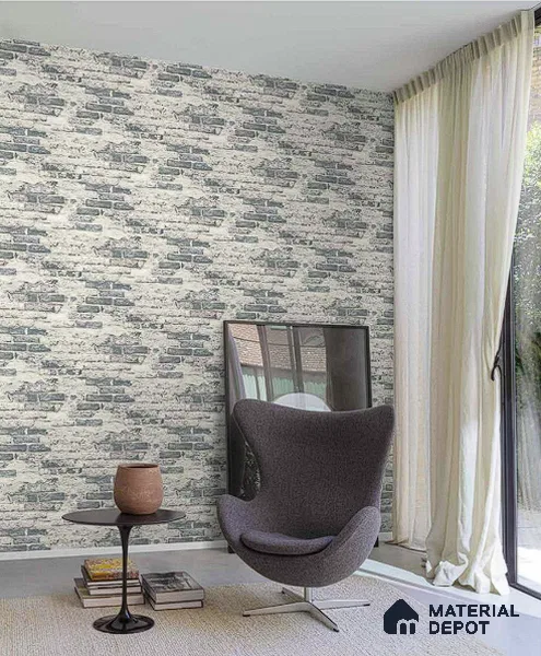 A58102 | 10 Meter x 21 Inches Brick Look Wallpaper - 57.41 Sq. Ft. | Minimum 15% wastage during installation