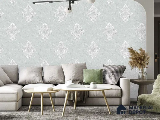 AMSM22542 | 10 Meter x 21 Inches Damask Look Wallpaper - 57.41 Sq. Ft. | Minimum 15% wastage during installation