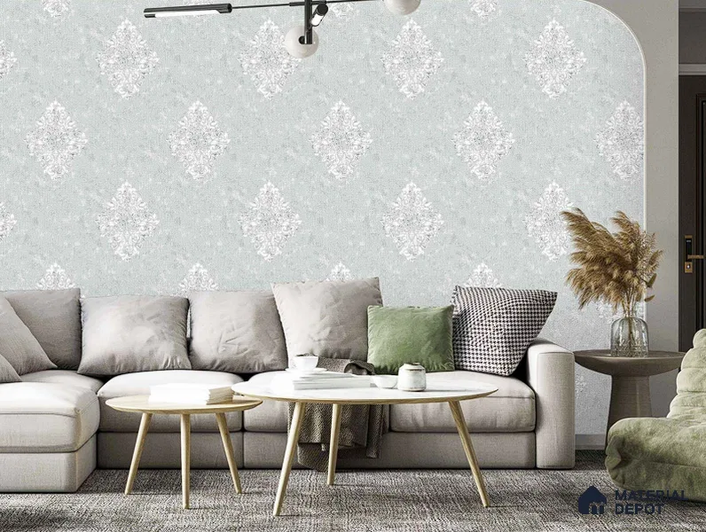 AMSM22542 | 10 Meter x 21 Inches Damask Look Wallpaper - 57.41 Sq. Ft. | Minimum 15% wastage during installation