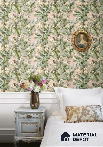 81249-2 | Blush Palm Leaves Floral Wallpaper - 5 Meter x 42 Inches, 57.41 Sq. Ft. (Min. 15% Wastage)