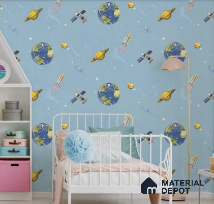 D18-1 | 10 Meter x 21 Inches Space Look Wallpaper - 57.05 Sq. Ft. | Minimum 15% wastage during installation