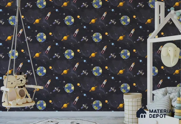 D18-3 | 10 Meter x 21 Inches Space Look Wallpaper - 57.05 Sq. Ft. | Minimum 15% wastage during installation
