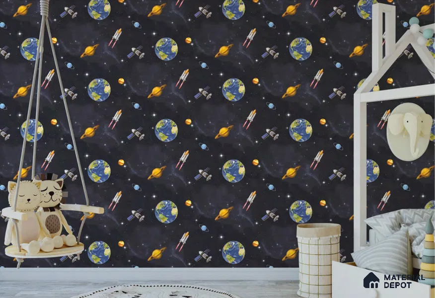 D18-3 | 10 Meter x 21 Inches Space Look Wallpaper - 57.05 Sq. Ft. | Minimum 15% wastage during installation