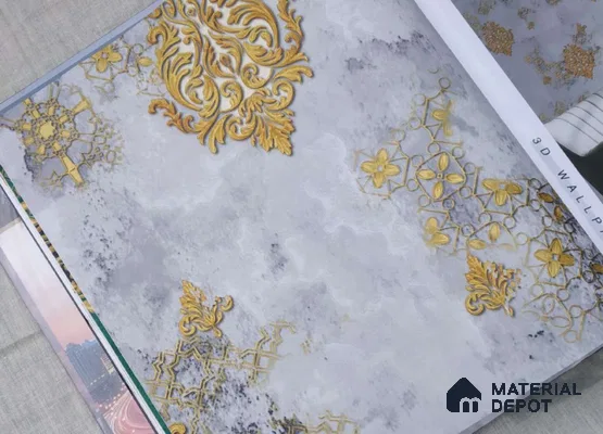 HM109 | 10 Meter x 21 Inches Damask Look Wallpaper - 57.41 Sq. Ft. | Minimum 15% wastage during installation