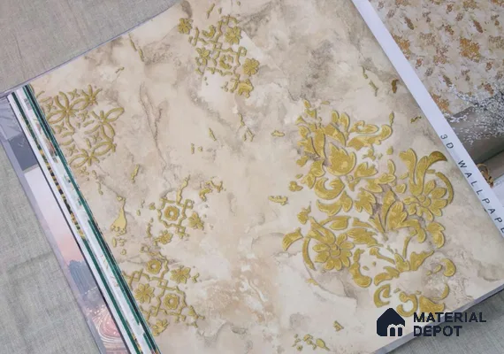 HM127 | 10 Meter x 21 Inches Damask Look Wallpaper - 57.41 Sq. Ft. | Minimum 15% wastage during installation