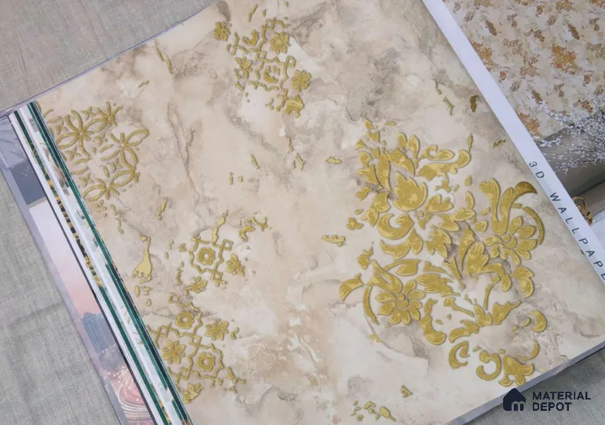 HM127 | 10 Meter x 21 Inches Damask Look Wallpaper - 57.41 Sq. Ft. | Minimum 15% wastage during installation