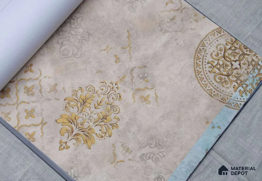 HM151 | 10 Meter x 21 Inches Damask Look Wallpaper - 57.41 Sq. Ft. | Minimum 15% wastage during installation