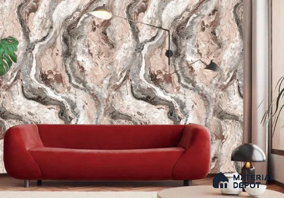 WK100-05 | 10 Meter x 21 Inches Marble Look Wallpaper - 57.41 Sq. Ft. | Minimum 10% wastage during installation