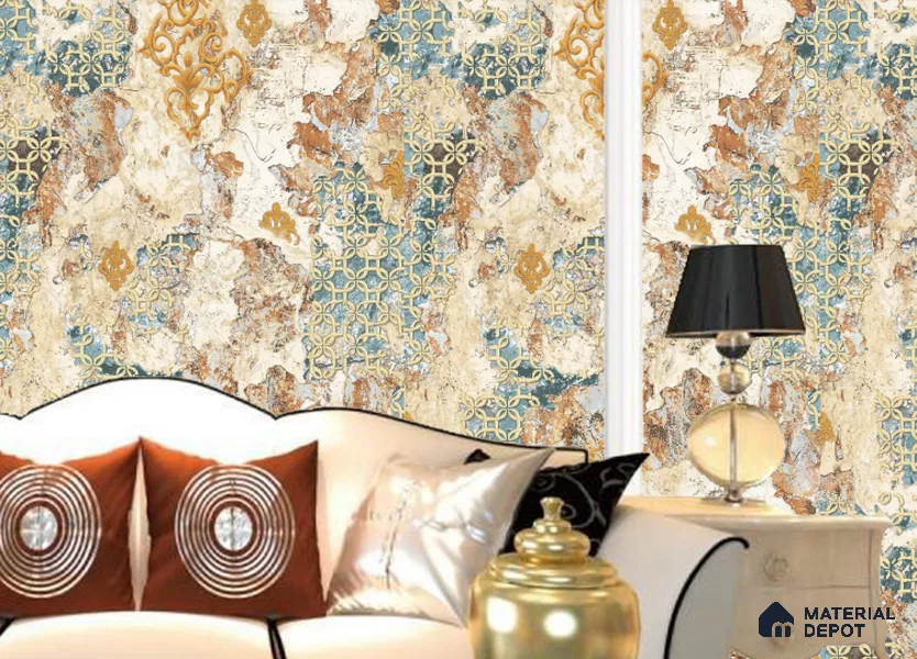 WK100-13 | 10 Meter x 21 Inches Patterned Look Wallpaper - 57.41 Sq. Ft. | Minimum 15% wastage during installation
