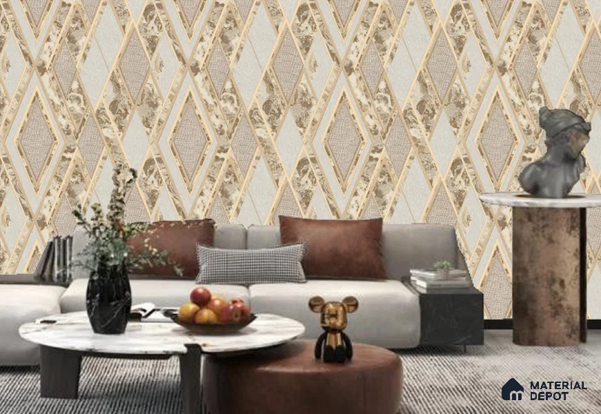 WK100-49 | 10 Meter x 21 Inches Geometric Look Wallpaper - 57.41 Sq. Ft. | Minimum 15% wastage during installation