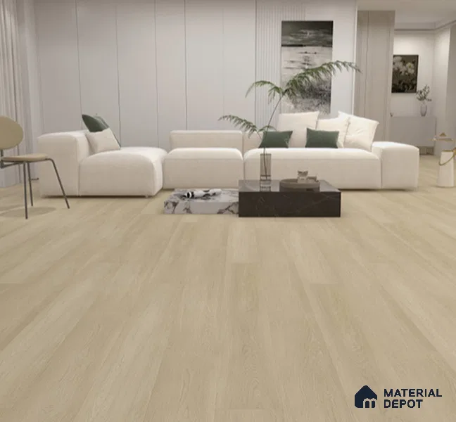 SPC Matte Finish Flooring Meriline White Limba Wood SP 00075 B | 48 x 7 inch (1220x180 mm) - 5 mm | Wear Layer 0.3 mm | R9 Slip Resistance | Unilin Uniclic Locking System | 10Y Residential & 5Y Commercial Warranty