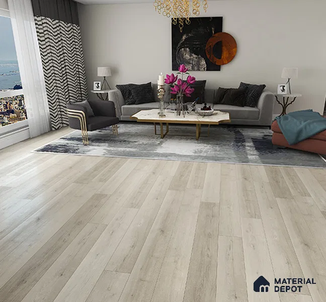 SPC Matte Finish Flooring Meriline Slate Grey SP 00075 C | 48 x 7 inch (1220x180 mm) - 5 mm | Wear Layer 0.3 mm | R9 Slip Resistance | Unilin Uniclic Locking System | 10Y Residential & 5Y Commercial Warranty