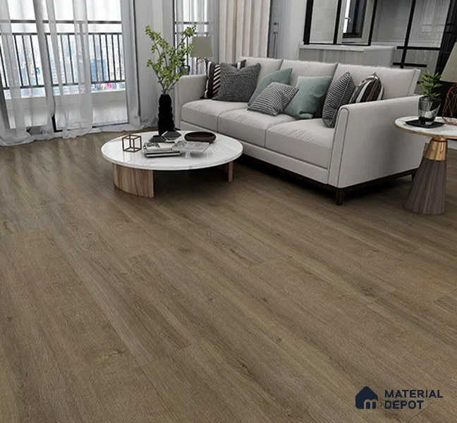SPC Matte Finish Flooring Meriline Dark Walnut SP 00075 E | 48 x 7 inch (1220x180 mm) - 5 mm | Wear Layer 0.3 mm | R9 Slip Resistance | Unilin Uniclic Locking System | 10Y Residential & 5Y Commercial Warranty