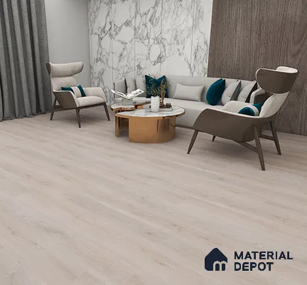 SPC Matte Finish Flooring Meriline Cream Bone SP 00076 | 48 x 7 inch (1220x180 mm) - 5 mm | Wear Layer 0.3 mm | R9 Slip Resistance | Unilin Uniclic Locking System | 10Y Residential & 5Y Commercial Warranty