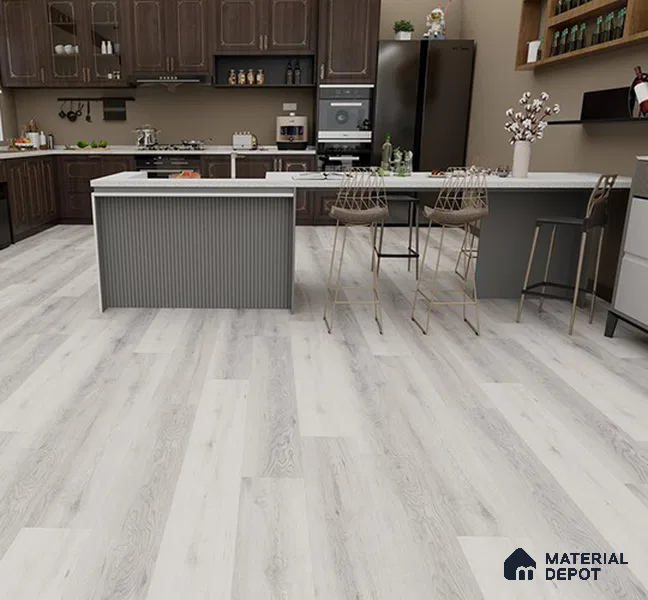 SPC Matte Finish Flooring Meriline Oak Wood Grey SP 00076 B | 48 x 7 inch (1220x180 mm) - 5 mm | Wear Layer 0.3 mm | R9 Slip Resistance | Unilin Uniclic Locking System | 10Y Residential & 5Y Commercial Warranty
