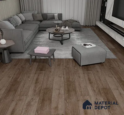 SPC Matte Finish Flooring Meriline Brunette Wood SP 00076 E | 48 x 7 inch (1220x180 mm) - 5 mm | Wear Layer 0.3 mm | R9 Slip Resistance | Unilin Uniclic Locking System | 10Y Residential & 5Y Commercial Warranty