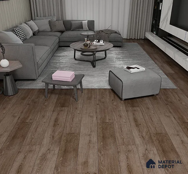 SPC Matte Finish Flooring Meriline Brunette Wood SP 00076 E | 48 x 7 inch (1220x180 mm) - 5 mm | Wear Layer 0.3 mm | R9 Slip Resistance | Unilin Uniclic Locking System | 10Y Residential & 5Y Commercial Warranty