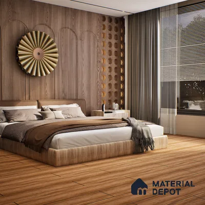 SPC Matte Finish Flooring Meriline Chestnut Cherry SP 00076 D | 48 x 7 inch (1220x180 mm) - 5 mm | Wear Layer 0.3 mm | R9 Slip Resistance | Unilin Uniclic Locking System | 10Y Residential & 5Y Commercial Warranty