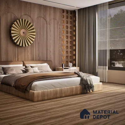 SPC Matte Finish Flooring Meriline Brunette Wood SP 00076 E | 48 x 7 inch (1220x180 mm) - 5 mm | Wear Layer 0.3 mm | R9 Slip Resistance | Unilin Uniclic Locking System | 10Y Residential & 5Y Commercial Warranty