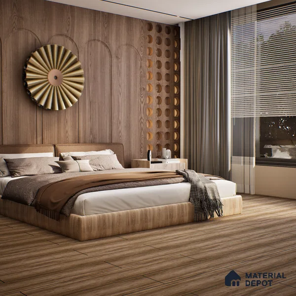 SPC Matte Finish Flooring Meriline Brunette Wood SP 00076 E | 48 x 7 inch (1220x180 mm) - 5 mm | Wear Layer 0.3 mm | R9 Slip Resistance | Unilin Uniclic Locking System | 10Y Residential & 5Y Commercial Warranty