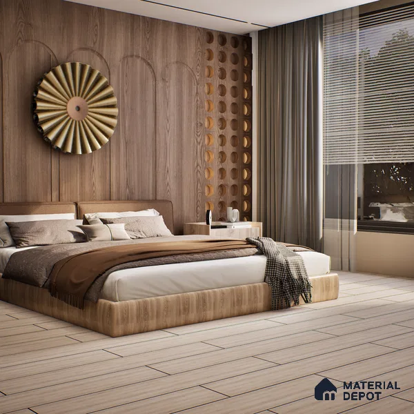 SPC Matte Finish Flooring Meriline Cream Bone SP 00076 | 48 x 7 inch (1220x180 mm) - 5 mm | Wear Layer 0.3 mm | R9 Slip Resistance | Unilin Uniclic Locking System | 10Y Residential & 5Y Commercial Warranty