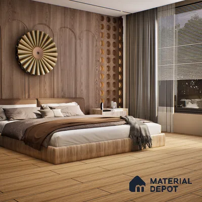 SPC Matte Finish Flooring Meriline Red Beech SP 00075 D | 48 x 7 inch (1220x180 mm) - 5 mm | Wear Layer 0.3 mm | R9 Slip Resistance | Unilin Uniclic Locking System | 10Y Residential & 5Y Commercial Warranty