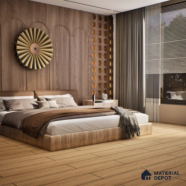SPC Matte Finish Flooring Meriline Red Beech SP 00075 D | 48 x 7 inch (1220x180 mm) - 5 mm | Wear Layer 0.3 mm | R9 Slip Resistance | Unilin Uniclic Locking System | 10Y Residential & 5Y Commercial Warranty